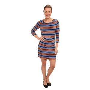 Patagonia Kamala Cowl Neck Dress Hatty Stripe Andes Blue  Dress, Size M